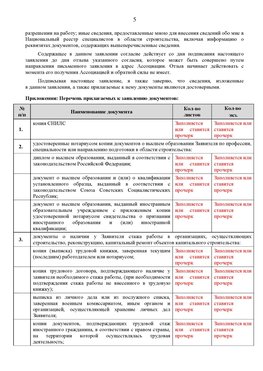 Образец заполнения заявления в НРС строителей. Страница 5 Румянцево Специалисты для СРО НРС - внесение и предоставление готовых